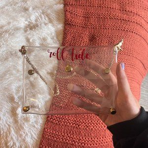 “Roll Tide” Clear Bag on Golden Chain